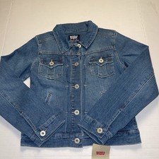 Levis Jacket Kids Unisex 10-12 Denim Trucker Button Front Pockets Cotton