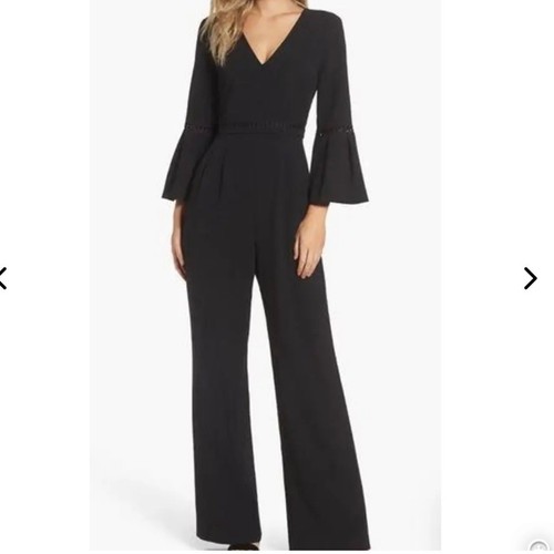 Eliza J Plus Size 14W Black Bell Sleeve Wide Leg Jumpsuit
