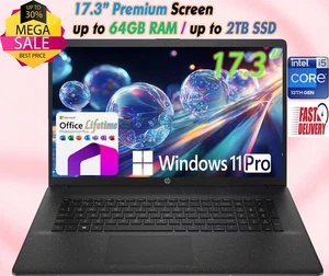 🔥 NEW🔥 HP portable 17.3 Intel. i5 Jusqu'à 64GB RAM & 2TB SSD W11Pro OFFICE Durée de vie