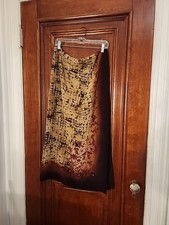 Dana Buchman Brown Maxi Skirt, Side Slit, Floral Print, 100 Silk, sz14