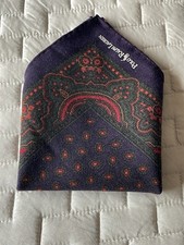 POLO Ralph Lauren ITALY WOOL HANDMADE POCKET SQUARE 18" HANKY Paisley Print