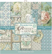 Stamperia Double-Sided Paper Pad 12"X12" 10/Pkg-Azulejos