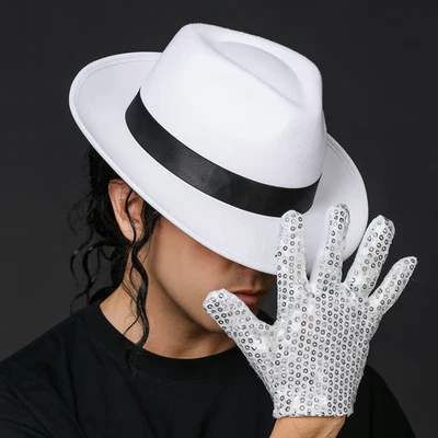 HENBRANDT Chapeau Michael Jackson Smooth Criminal Et Gant À Sequins Costume De Musique Pop