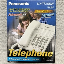 Panasonic KX-TS105W White Corded Telephone Intergraded Phone NEW