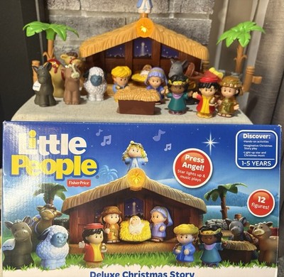 NIB Fisher Price Little People Deluxe Christmas Story Nativity Set-Lights Work!