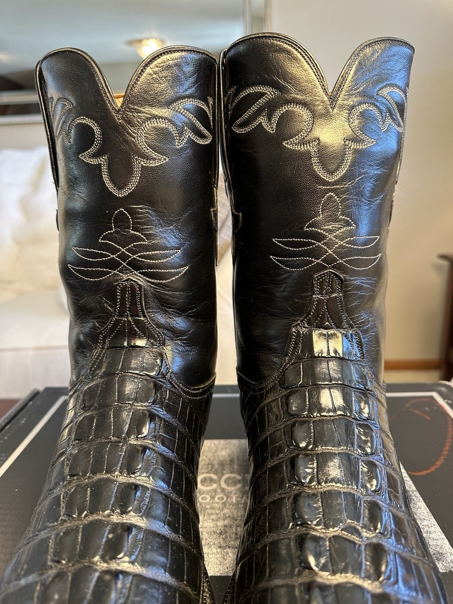LUCCHESE CLASSICS Sz 12D Hornback Alligator Tail Black Leather Boots Lucchese Mens Classic main image 4