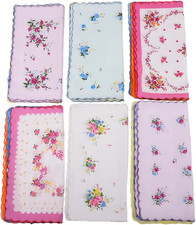 Soft Cotton Handkerchiefs for Women-Vintage Ladies Hankies  6 Floral Designs,12