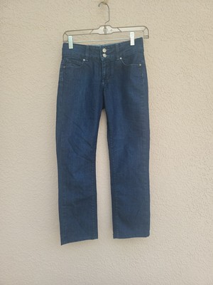 Paige Hidden Hills Women's Floral Seam Straight Leg Dark Blue Jeans Sz 26
