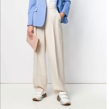 Stella McCartney Katlyn Linen Blend Straight Leg Trousers Size 38 US 4 Cream