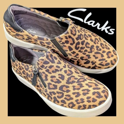CLARK'S COLLECTION Slip-On Sneakers LAYTON STEP Shoes LEOPARD Size 6 M Urban