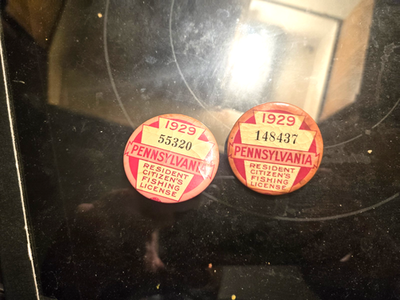Bouton / Broche Permis De Pêche Pennsylvanie 1937 - Vintage Collection
