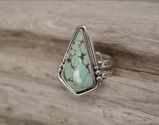 Handcrafted Silver Green Turquoise Teardrop B...