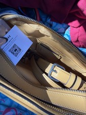 Coach Tan Solid Crossbody Bag Zip Closure Sil...