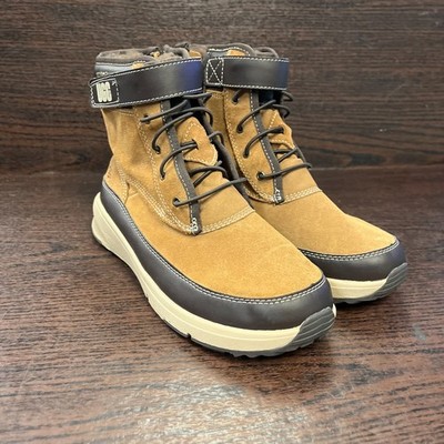 UGG Kids Lakesider Zip Puff Boots Size 5 Chestnut Brown Suede Fluff S/N 1132270K
