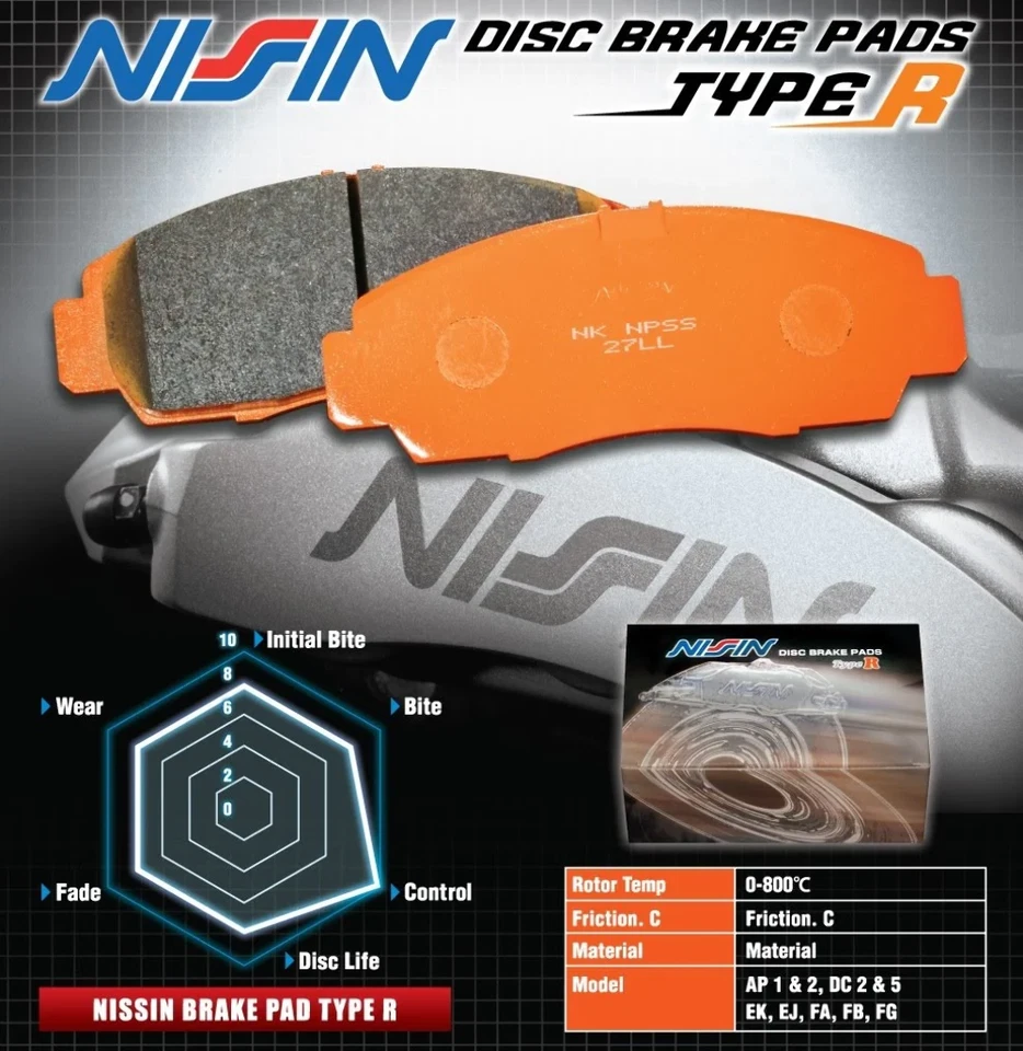 NISSIN Racing Rear Brake PAD TYPE R Acura INTEGRA Non TYPE R 99-01 - Image 4 of 4