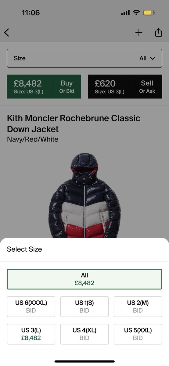 MONCLER kith ダウンジャケット　XL Kith Moncler Rochebrune Classic Down Jacket Navy/Red/White