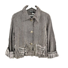 Neslay Jacket Size 14 Boxy Oversized Textured Lagenlook Crinkle Wool Pockets 