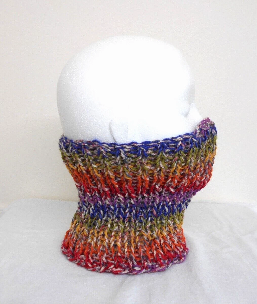 100% British/Shetland Wool, Hand knitted Neck Warmer, Multicolour. (W106)