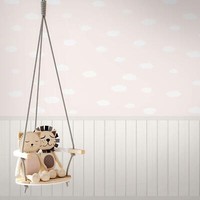 Kinderzimmer Wandverkleidungen Tapete 2In1 Wood Lamellen Wolken Vinyl