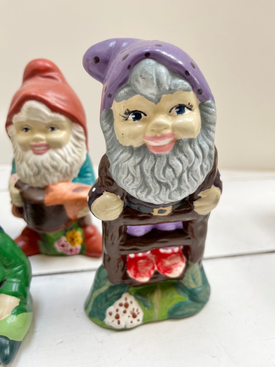 Vintage Ceramic Garden Gnomes Snow White and The Seven Dwarfs Hand