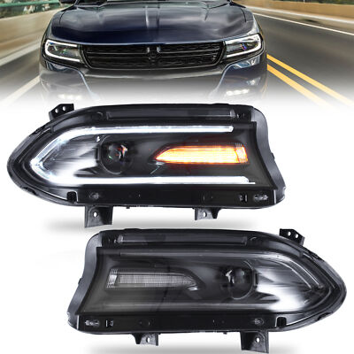 VLAND LED Scheinwerfer Headlights Dual Beam Projektor für Dodge-Charger 2015-20