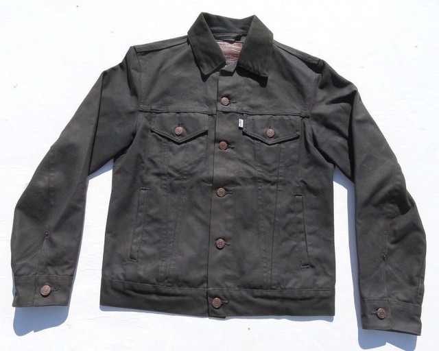 Mens Filson x Levi's Oil Finish WAXED Tin Cloth Trucker Jacket Small