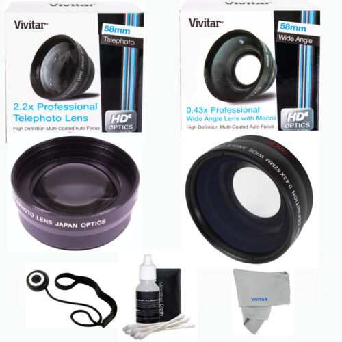 58MM 0.43X Wide Angle & 2.2X Telephoto Lens for CANON REBEL EOS 1000D T3 T4 T5 - Picture 1 of 6