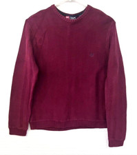 EUC Chaps Men's Burgundy Long Sleeve Cotton Pullover Sweater, Chevron Design