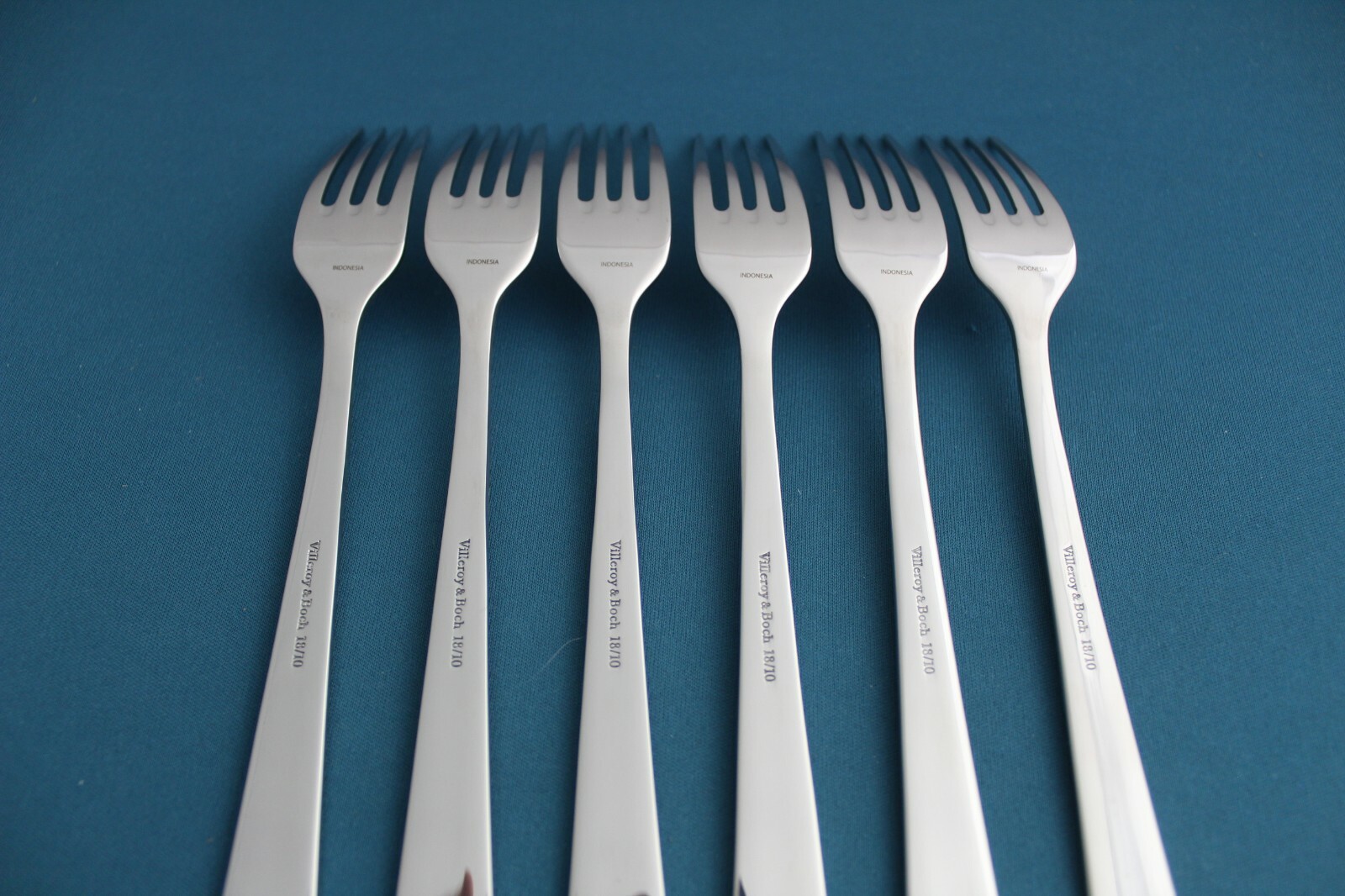 6 Salad Forks Villeroy & Boch CHANCELLOR Glossy 18/10 Indonesia NEW 7 1/8"