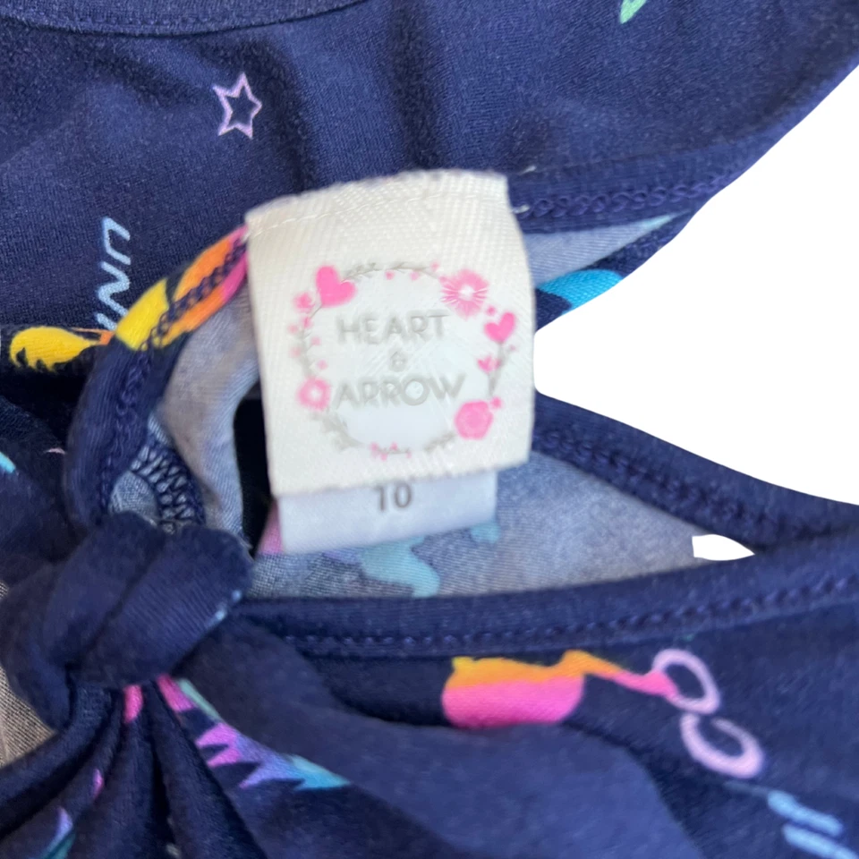 Girls Size 10 Unicorn Dress Blue Stretchy Sleeveless Pockets Keyhole Back Casual - Image 4 of 4