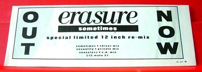 Erasure Sometimes Vintage ORIGINAL 1986 Press/Magazine ADVERT 9''x 3''