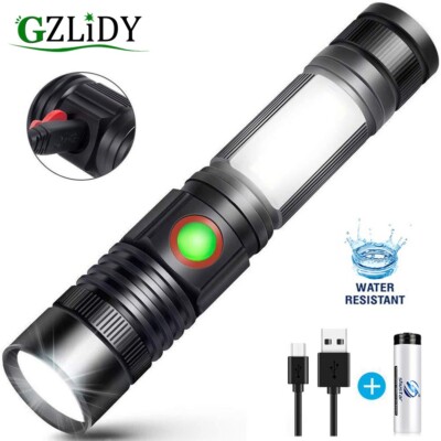 T6 LED Flashlight USB Rechargeable Waterproof Lamp 18650 Lantern and Tail Magnet | eBay T6 LED Flashlight USB Rechargeable Waterproof Lamp 18650 Lantern and Tail Magnet | eBay