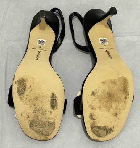 Larroudé Larroude Hibiscus Flower Slingback Sandal Heel Black Women’s Size 8 - Picture 12 of 17
