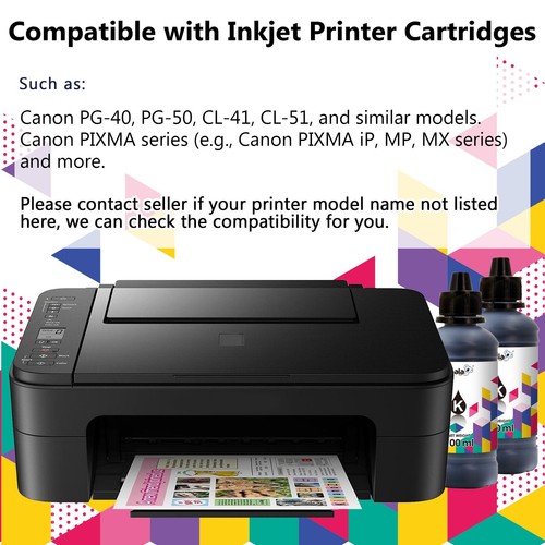 200ML Koala Pigment Black Ink Refill for Canon PG-240 PG-245 PGI-225 PG-275 210 - Picture 5 of 9