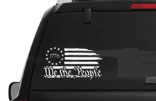 1776 We the People Distressed Flag Die Cut Vinyl Decal Window Sticker 2A Pro USA