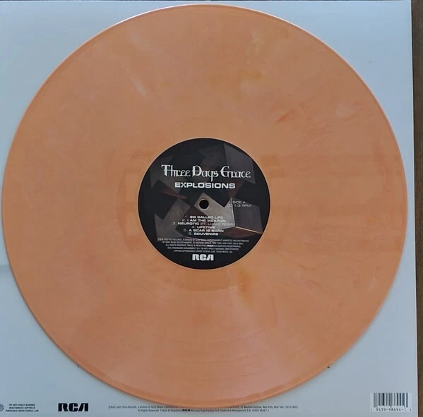 Three Days Grace - Explosion Orange Vinyl Insert Signed - Image 2 of 3