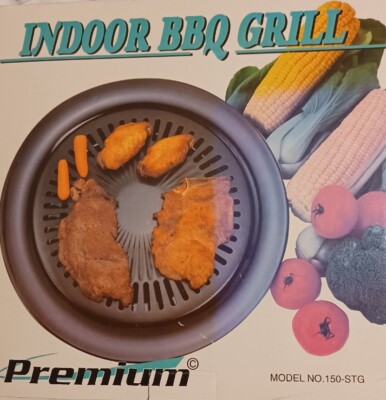 INDOOR STOVETOP BBQ GRILL Premium Smokeless Non-Stick 2-Pc New In open box