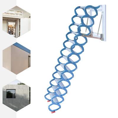 12.5ft Attic Ladder Wall-Mount 12 Steps Folding Ladder Pull Down Stairs 1100lbs