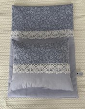 Puppenbettwäsche Decke Kissen Set Kuscheldecke Puppenwagen Puppenwiege Bett neu 