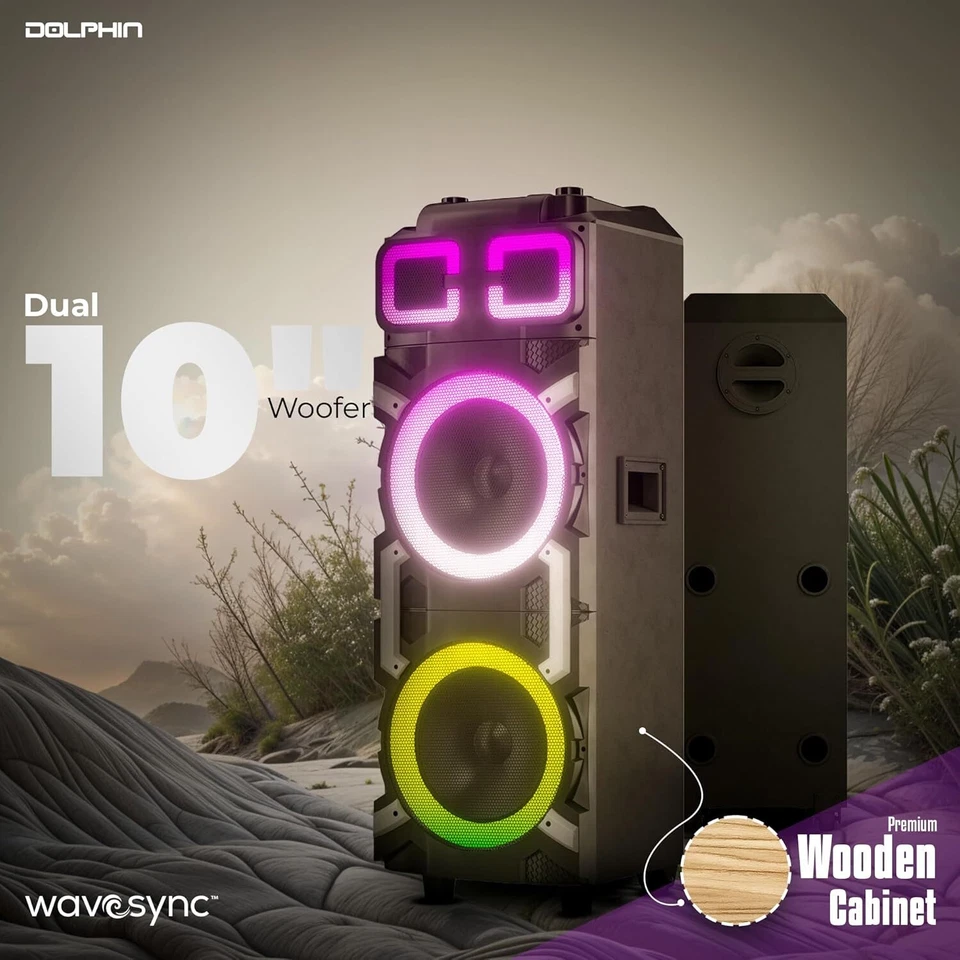 Large Bluetooth Speaker Dual 10" Subwoofer Heavy Bass Sound System Party & Mic - Image 2 of 4