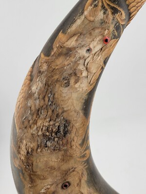 19th Cent. Antique Handcarved Asian Buffalo horn with dragon and