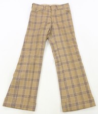 Rare Vintage Windowpane Checkered Plaid Slacks Trousers Pants 70s 80s Tan Yellow