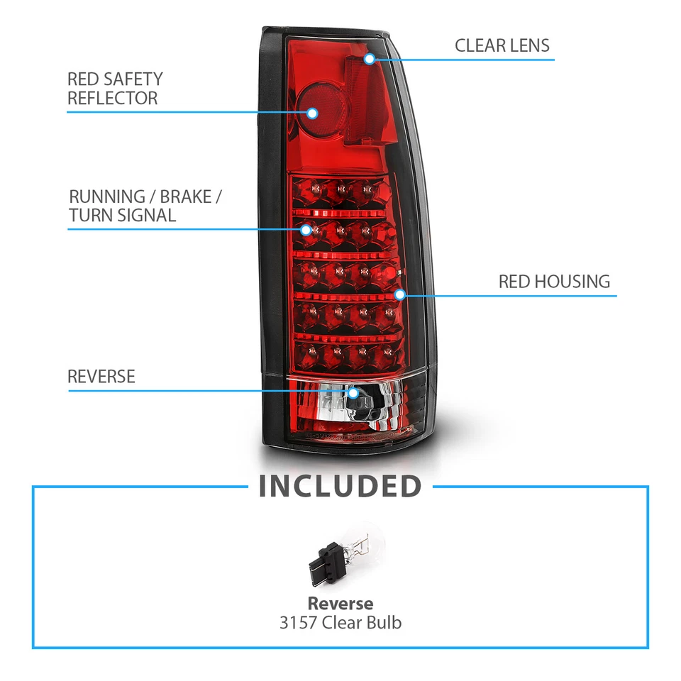 Par de luces traseras LED Blazer Escalade 1988-1999 para Chevy C/K C10 1500/2500/3500 Foto 4 de 4