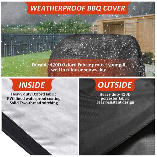 Waterproof BBQ Gas Grill Cover For Weber Spirit 210 7105 76*66*120cm 420D - Bild 5 von 12