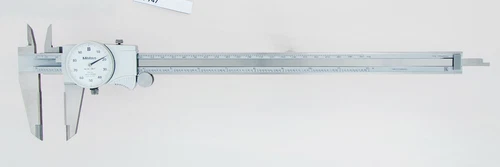 Mitutoyo - 12" Dial Calipers ..1/REV .001/Grad, Carbide O.D, White Face 505-747