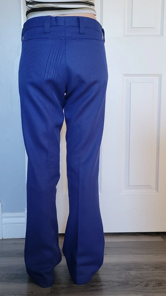 Calça Vintage Lee Fastbacks Flare Calças Bellbottom Azul Quadrado Bolsos Frontais  - Imagem 3 de 4