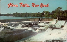 c1960s Glens Falls New York Dam Falls Hudson River NY Postcard