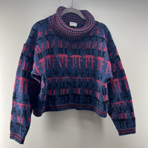 Tua Pullover Damen Large Mehrfarbig Rollkragen Langarm Cropped Made in Italy