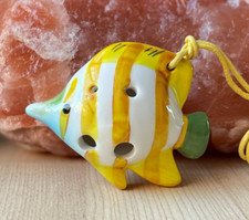 Copperbanded Butterfly Fish 4 Holes Novelty Pendant Ceramic Ocarina. Great Gift!