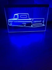 CHEVY LOW TRUCK LED NEON LIGHT SIGN SIZE 8x12, VERY UNIQUE, COLLECTIBLE.